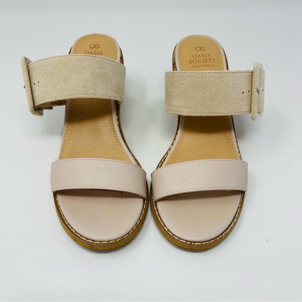 Oasis Society cream strappy buckle slip on mule sandals 6 - Picture 2 of 7